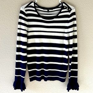 White House Black market striped button sleeve sweater.